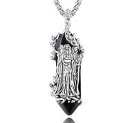 EUDORA Harmony Ball Hecate Triple Moon Goddess Obsidian Necklace for Women