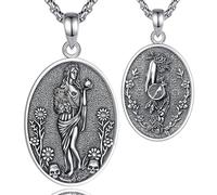 EUDORA Harmony Ball Persephone Greek Goddess Necklace for Women Sterling Silver S925, Vintage Persephone Greek Goddess of The Spring and Underworld Vegetation Pendant Oxidized Jewelry Gifts, 20"+2"