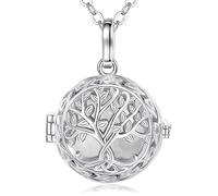 EUDORA Harmony Ball Pregnancy Necklace for Women, Tree of Life Abgel Caller Pendant Music Chime Wishing Bell Mexico Ball Jewelry Gift for Mom Wife, 45" + 30"