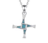 EUDORA Harmony Ball S925 Sterling Silver St Brigid's Cross Necklace for Women with Crushed Turquoise, Saint Brigid's Cross Pendant Amulet Christian Jewelry Original Gifts for Wife Mother, 18"
