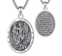EUDORA Harmony Ball Saints and Archangels Medal Necklace for Women Men | Silver Plated Copper St Michael Saint Christopher Knight Templar Orthodox Cross Jesus Pendant Christian Jewelry Gift, 24"