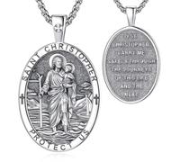 EUDORA Harmony Ball Saints and Archangels Medal Necklace for Women Men | Silver Plated Copper St Michael Saint Christopher Knight Templar Orthodox Cross Jesus Pendant Christian Jewelry Gift, 24"