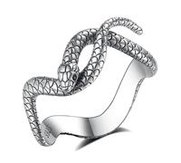 EUDORA Harmony Ball Snake Ring for Women Men S925 Sterling Silver Open Cool Snake Band Adjustable Rings Jewelry Gifts for Women Men