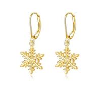 EUDORA Harmony Ball Snowflake Earrings 18K Gold-Plated Sterling Silver Christmas Snowflake Dangle Drop Earrings Winter Holiday Jewelry Gifts for Women Snowflakes Lover