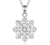 EUDORA Harmony Ball Snowflake Necklace for Women S925 Sterling Silver Snowflake Cubic Zirconia Holiday Pendant Jewelry Gifts for Women, 18"
