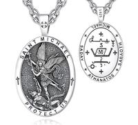 EUDORA Harmony Ball St Saint Michael Necklace Medal for Men Women 925 Sterling Silver, Archangel St Michael Pendant for Protection Medalla de San Miguel Arcangel Christian Jewelry Gift, 22"+2"