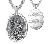 EUDORA Harmony Ball St Saint Michael Necklace Medal for Women Men S925 Sterling Silver, Archangel St Michael Pendant for Protection Medalla de San Miguel Arcangel Christian Jewelry Gifts, 22"+2"