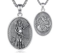 EUDORA Harmony Ball Sterling Silver Celtic Morrigan Goddess Necklace for Women, Vintage Trinity Raven Necklaces Dark Moon Goddess Fate Weaver Pendant Oxidized Jewelry Gift for Women, 20"+2"