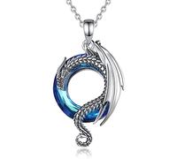 EUDORA Harmony Ball Sterling Silver Dragon Necklace for Women, Austrian Crystal Dragon Pendant Jewelry Gifts for Girls Wife Daughter Boys Birthday Valentine Day Gift, 18 Inch Chain