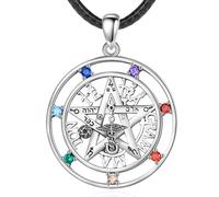 EUDORA Harmony Ball Sterling Silver Pentagram Necklace for Men, Tetragrammaton Chakra Amulet Energy Star Pendant YHWH Wiccan Jewelry Gift for Women Wife Husband, 24 Inch Cord
