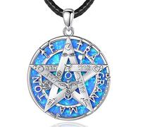 EUDORA Harmony Ball Sterling Silver Pentagram Necklace for Women Men with Opal, Amulet Energy Tetragrammaton Pendant for Husband Wife Jewellry Mother's Day Gift Gift, 24 inch