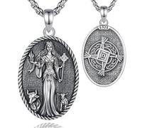 EUDORA Harmony Ball Sterling Silver S925 Celtic Brigid Goddess Necklace for Women, Vintage ST Brigids Cross Saint Brigid of Kildare Necklaces Pendant Oxidized Jewelry Gifts for Women, 20"+2"