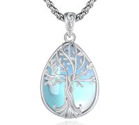 EUDORA Harmony Ball Tree of Life Necklace for Women, 925 Sterling Silver Tree of Life Pendant Moonstone Jewelry Gift for Mom Wife, 22"