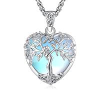 EUDORA Harmony Ball Tree of Life Necklace for Women Men, Silver Plated Copper Mother Goddess Tree Pendant Crystal Jewelry Yoga Meditation Gifts for Mom Wife, 20"+2"