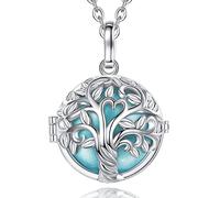 EUDORA Harmony Ball Women Necklace for Pregnancy Mexico Bola Tree of Life Pendant Necklaces Music Chime Wishing Bell Jewellery Gift for Future Mother, 45inch + 30inch Chain