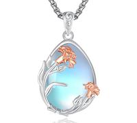 EUDORA Moonstone Turquoise Necklace for Women S925 Sterling Silver, Angel Tears Water Droplets Pendant Grandma Necklace Jewelry for Women Gifts for Mother in Law Mothers Day Gifts for Mom, 20