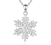 EUDORA S925 Sterling Silver Snowflake Necklace for Women with Cubic Zirconia, Snowflake Pendant Winter Holiday Jewelry Original Gift for Women Wife Mother Daughter Snowflake Lovers, 18"