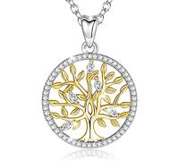 EUDORA Tree of Life Silver Necklace for Women 925 Sterling Silver CZ Gilded Personalised Necklaces for Women Girls Jewellery Best Festival Gift,18 inch