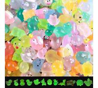 EUDUQ 120PCS Mini Resin Animals Glow in the Dark,12 Styles Mixed Luminous Tiny Animals,ducks,Turtle,etc,Small Resin Animal Figures for Fairy Garden,Aquarium,Dollhouse Decor
