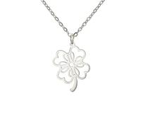 EUEAVAN 4 Leaf Clover Necklace Good Luck Charm Pendant Irish Shamrock Clover Lucky Charm Wiccan Key Jewelry St. Patrick's Day friendship Gift for Women (silver)