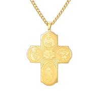 EUEAVAN 4 Way Medal Cross Necklace Virgin Mary Saint St. Christopher Archangel St. Michael Pendant Holy Spirit Amulet Scapulars Catholic Jewelry Religious Gift for Men Women