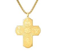 EUEAVAN 5 Way Medal Cross Necklace Virgin Mary Saint St. Christopher Archangel St. Michael Pendant Holy Spirit Amulet Scapulars Catholic Jewelry Religious Gift for Men Women