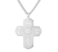 EUEAVAN 7 Way Medal Cross Necklace Virgin Mary Saint St. Christopher Archangel St. Michael Pendant Holy Spirit Amulet Scapulars Catholic Jewelry Religious Gift for Men Women