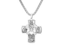 EUEAVAN 9 Way Medal Cross Necklace Virgin Mary Saint St. Christopher Archangel St. Michael Pendant Holy Spirit Amulet Scapulars Catholic Jewelry Religious Gift for Men Women