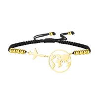 EUEAVAN Adjustable Airplane Bracelet Handmade Braided Rope Lucky Red String Bracelet Airline Pilot Jewelry Traveller Souvenir Gift for Flight Attendants Stewardess Women Men, M, Stainless Steel, no