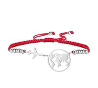 EUEAVAN Adjustable Airplane Bracelet Handmade Braided Rope Lucky Red String Bracelet Airline Pilot Jewelry Traveller Souvenir Gift for Flight Attendants Stewardess Women Men, M, Stainless Steel, no