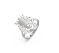 EUEAVAN Adjustable Lion Ring for Men Wolf Ring for Men Wolf Lion Lover Viking Animal Ring Nature Forest Hunter Gothic Jewelry Woman (lion ring silver)