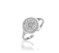 EUEAVAN Adjustable Seals of The 7 Archangels Ring for Men Sigil of Archangel St. Michael Ring Patron Saint Talisman Christian Guardian Jewelry Pagan Gift, Stainless Steel, No Gemstone