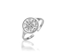 EUEAVAN Adjustable Tetragrammaton Ring for Men Hebrew Name of God YHVH YHWH Jehovah Pentacle Yeshua Blessed Prayer Ring Pentagram Amulet Jewelry Wiccan Gift