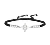 EUEAVAN Adjustable Witch Knot Bracelet Irish Trinity Celtic Knot Bracelet Handmade Braided Rope Lucky Red String Bracelet Beaded Triquetra Wiccan Amulet Jewelry Irish Gift (black)