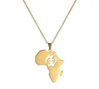 EUEAVAN Africa Map Necklace for Women African Wisdom Adinkra Symbols Necklace African Tribal Pendant Geometric Hollow Out Charms Gye Nyame Ethnic Jewelry, Stainless Steel, No Gemstone