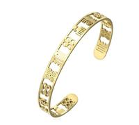 EUEAVAN African Wisdom Adinkra Symbols Bracelet Africa Map Anklet Egypt Amulet Adinkra Gye Nyame Ethnic Jewelry Country Pride Gift for Women Men (gold bangle 2)
