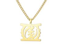 EUEAVAN African Wisdom Adinkra Symbols Necklace Africa Map Pendant Adinkra Gye Nyame Ethnic Jewelry Medallion Gift for Women Men (gold)