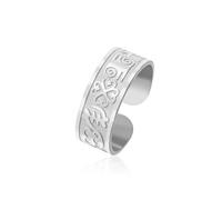 EUEAVAN African Wisdom Adinkra Symbols Ring Adjustable Lucky Clover Ring Egypt Amulet Adinkra Gye Nyame Ethnic Good Luck Jewelry Country Pride Gift for Women Men, Stainless Steel, No Gemstone