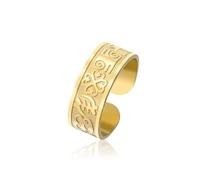 EUEAVAN African Wisdom Adinkra Symbols Ring Adjustable Lucky Clover Ring Egypt Amulet Adinkra Gye Nyame Ethnic Good Luck Jewelry Country Pride Gift for Women Men, Stainless Steel, No Gemstone