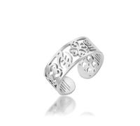 EUEAVAN African Wisdom Adinkra Symbols Ring Adjustable Lucky Clover Ring Egypt Amulet Adinkra Gye Nyame Ethnic Good Luck Jewelry Country Pride Gift for Women Men, Stainless Steel, No Gemstone