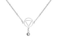 EUEAVAN Alcoholics Anonymous AA Necklace Circle Triangle Healing Pendant Sober Recovery Jewelry New Beginnings Sobriety Gift for Women (silver)