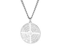 EUEAVAN Allah Necklace for Women Men Islamic Script Symbols Arabic Round Pendant Necklace Middle East Allah Islam Religious Jewelry Muslim Gift (Allah silver 3)