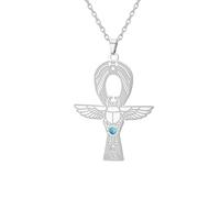 EUEAVAN Ankh Cross Scarab Beetle Necklace for Women Key of Life Egyptian Goddess Isis Pendant Ancient Egyptian Protection Amulet Religious Jewelry Cartouche Gift (silver)