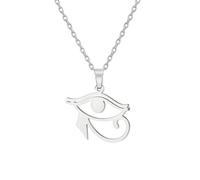 EUEAVAN Ankh Cross Y Necklace Key of Life Eye of Horus Pendant Cartouche Long Chain Protection African Coptic Amulet Ancient Egyptian Religious Jewelry Gift for Women Men (Eye of Horus silver)