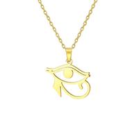 EUEAVAN Ankh Cross Y Necklace Key of Life Eye of Horus Pendant Cartouche Long Chain Protection African Coptic Amulet Ancient Egyptian Religious Jewelry Gift for Women Men (Eye of Horus gold)