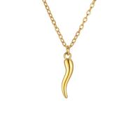 EUEAVAN Blue Evil Eye Italian Horn Necklace Devil's Third Eye Layered Pendant Good Luck Cornicello Protection Talisman Jewelry Gift for Women (Italian Horn gold 2)