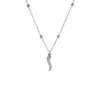 EUEAVAN Blue Evil Eye Italian Horn Necklace Devil's Third Eye Layered Pendant Good Luck Cornicello Protection Talisman Jewelry Gift for Women (Italian Horn silver)