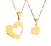EUEAVAN Broken Heart Necklace Best Friend BFF Foever Pendant Two Half Hearts Necklace Heart Matching Couples Jewelry Valentine's Day Gift, M, Stainless Steel, No Gemstone
