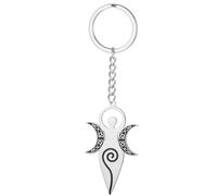 EUEAVAN Celtic Goddess Of Fertility Keychain Spiral Triple Moon Goddess keyring Pagan Wiccan Magic Amulet Jewelry Gift (silver)