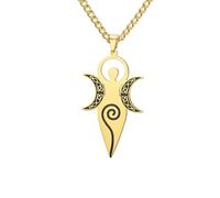 EUEAVAN Celtic Goddess Of Fertility Necklace Spiral Triple Moon Goddess Pendant Pagan Wiccan Magic Amulet Religious Jewelry Gift for Women Mom (gold)